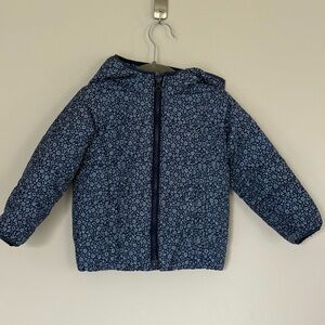 Baby GAP Navy Floral Puffer Toddler Jacket